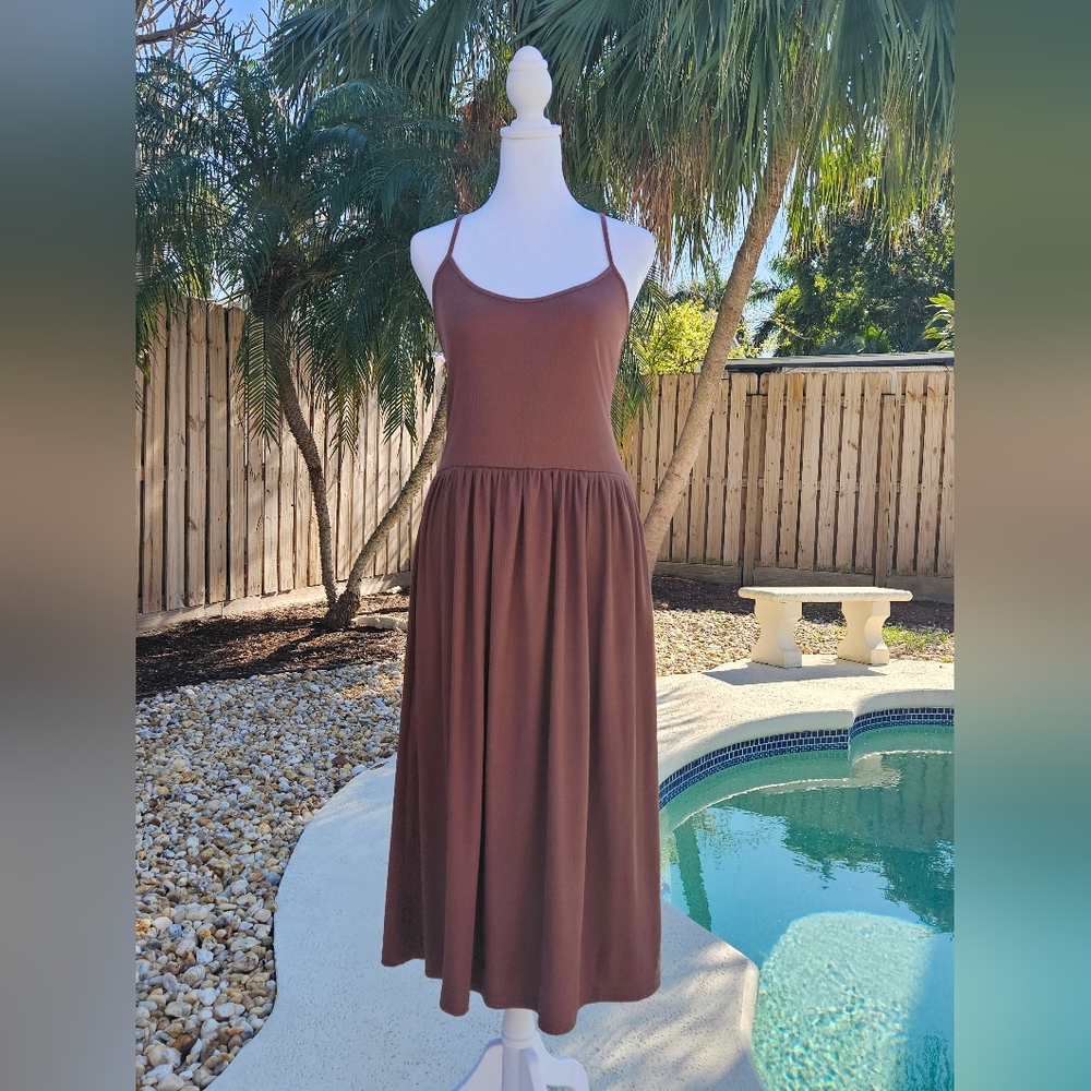 NEW Sinsay Brown Sleeveless Summer Dress Size S Casual Resortwear Minimalist - Picture 4 of 15